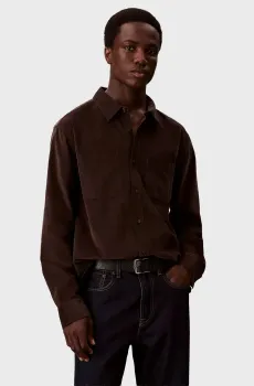 Мужская темно-коричневая вельветовая рубашка CORDUROY Коричневый S Calvin Klein Jeans LV04LD125G
