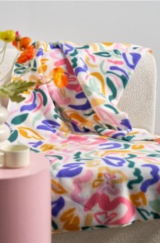 Плед з рослинним мотивом - різнобарвний