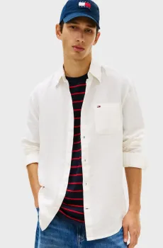 Мужская белая льняная рубашка REG Белый L Tommy Jeans DM0DM22760