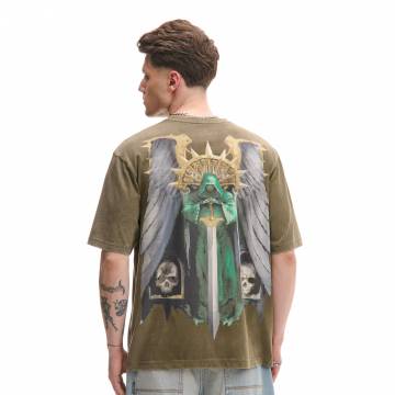 Cropp - Футболка з принтом Warhammer 40 000 - пильно-зелений Cropp - Футболка з принтом Warhammer 40 000 - пильно-зелений