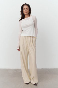 Молочні штани-палаццо на завязці