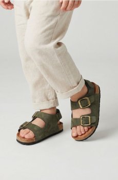 Босоніжки на високих підборах з пряжками - коричневувато-зелений