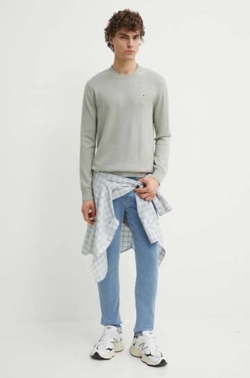 Хлопковый свитер Tommy Jeans цвет серый Хлопковый свитер Tommy Jeans цвет серый