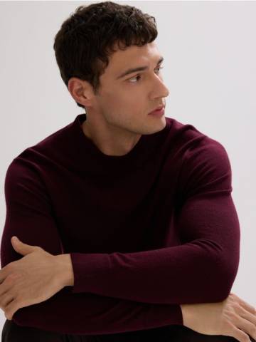 Reserved - Светр з мериносової вовни - буряковий - 442GQ-83X