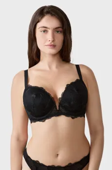 Женский черный бюстгальтер с тонкой чашкой глубокое декольте PRELUDE Черный 85E Etam 6553880