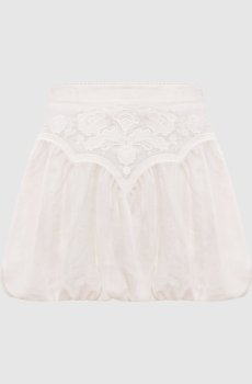 Белая юбка мини с вышивкой бродери