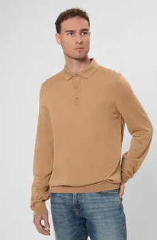 Мужское бежевое шерстяное поло Бежевый S BOSS 50476355;260