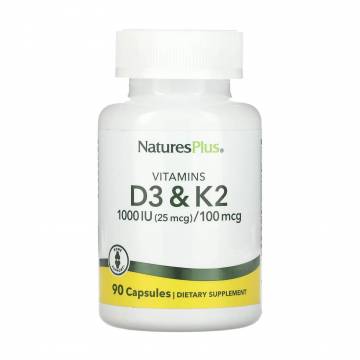 Витамин Д3 и К2 NaturesPlus Vitamins D3 & K2, 1000 МЕ, 100 мкг, 90 капсул Витамин Д3 и К2 NaturesPlus Vitamins D3 & K2, 1000 МЕ, 100 мкг, 90 капсул