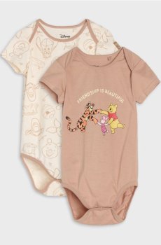 Бавовняне боді з принтом 2 pack Winnie the Pooh - бежевий