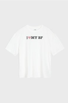 Бавовняна футболка з написом I Love My Boyfriend - білий
