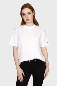 Женская белая футболка MDRN OUTLINE FLAG Белый XXS Tommy Hilfiger WW0WW45525