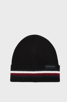 Мужская черная шерстяная шапка CORPORATE Черный ONESIZE Tommy Hilfiger AM0AM11484