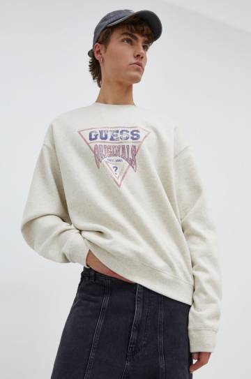 Кофта Guess Originals цвет бежевый с принтом Кофта Guess Originals цвет бежевый с принтом