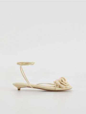 Reserved - Сандалі з зав’язками навколо щиколотки - кремовий - 580CP-01X Reserved - Сандалі з зав’язками навколо щиколотки - кремовий - 580CP-01X