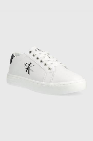 Кожаные кроссовки Calvin Klein Jeans Classic Cupsole Laceup Low цвет белый Кожаные кроссовки Calvin Klein Jeans Classic Cupsole Laceup Low цвет белый