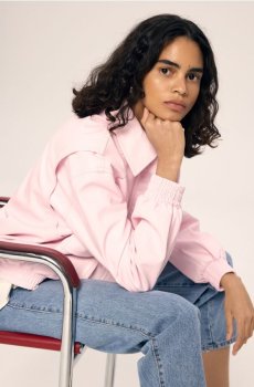 Reserved - Бомбер з екошкіри - рожевий - YT971-30X