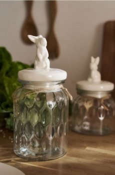 Банка для продуктів із кришкою та великоднім мотивом - clear