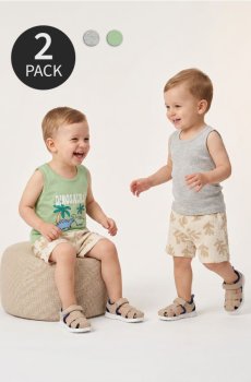 Бавовняні футболки без рукавів 2 pack - кремовий