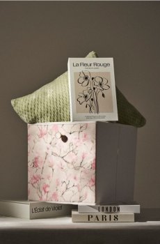 Коробка для зберігання з квітами - бежевий