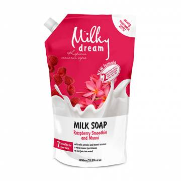 Жидкое крем-мыло Milky Dream Малиновый смузи и монои с молочным протеином и экстрактом монои, 1 л (дойпак) Жидкое крем-мыло Milky Dream Малиновый смузи и монои с молочным протеином и экстрактом монои, 1 л (дойпак)