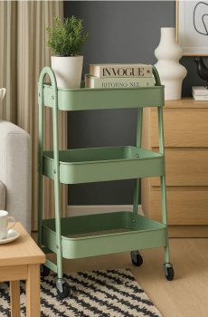 Стелаж на коліщатках - блідо-зелений