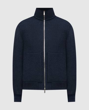 Синяя двусторонняя куртка из кашемира