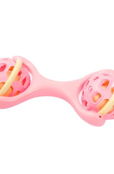 Игрушка-погремушка Lindo Б 332 Гантеля, розовая, от 6 месяцев