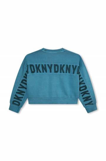 Детская хлопковая кофта Dkny цвет зелёный узор