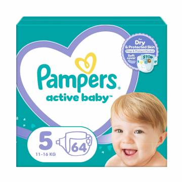 Подгузники Pampers Active Baby размер 5 (11-16 кг), 64 шт Подгузники Pampers Active Baby размер 5 (11-16 кг), 64 шт