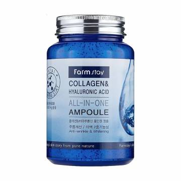 Ампульная сыворотка для лица FarmStay Collagen & Hyaluronic Acid All-in-One Ampoule с коллагеном и гиалуроновой кислотой, 250 мл Ампульная сыворотка для лица FarmStay Collagen & Hyaluronic Acid All-in-One Ampoule с коллагеном и гиалуроновой кислотой, 250 мл
