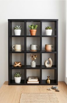 Полиця з квадратними секціями - чорний