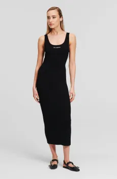 Женское черное платье sleeveless rib knit dress Черный S Karl Lagerfeld 245W1332