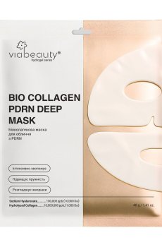 Гидрогелевая биоколлагеновая маска для лица VIA BEAUTY с РDRN и гиалуроновой кислотой, 40 г