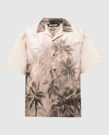 Бежевая рубашка с коротким рукавом в принт Sunset Palms Бежевая рубашка с коротким рукавом в принт Sunset Palms