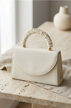 Клатч із декоративною ручкою та ланцюжком - білий