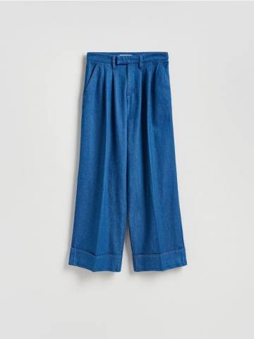 Reserved - Джинси wide leg зі складками - синій - YT358-55J Reserved - Джинси wide leg зі складками - синій - YT358-55J