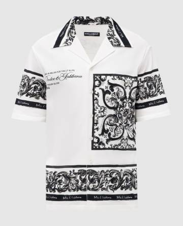 Белая рубашка Hawaii с принтом Майолика