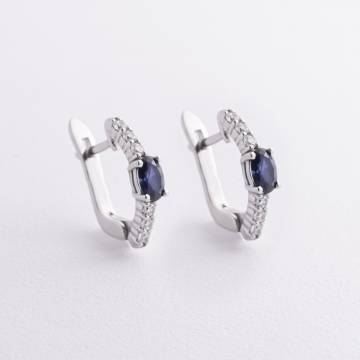 Серебряные серьги с сапфирами и фианитами 2520/1p-HSPH Серебряные серьги с сапфирами и фианитами 2520/1p-HSPH