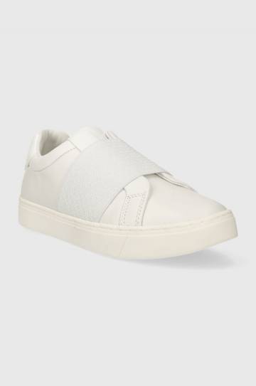 Кожаные кроссовки Calvin Klein CLEAN CUPSOLE SLIP ON цвет белый HW0HW02007 Кожаные кроссовки Calvin Klein CLEAN CUPSOLE SLIP ON цвет белый HW0HW02007