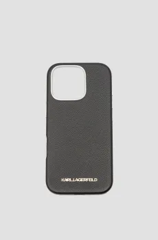 Мужской черный чехол для телефона iPhone 16 Pro Черный ONESIZE Karl Lagerfeld KLHMP16LPSAFWMCK;BLACK