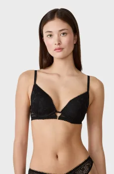Женский черный бюстгальтер пуш-ап глубокое декольте AURA Черный 75C Etam 6554810