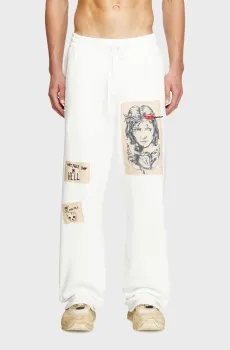 Мужские белые спортивные брюки P-MARTYANS Diesel x Damiano David Белый L Diesel A17797 0SPEK