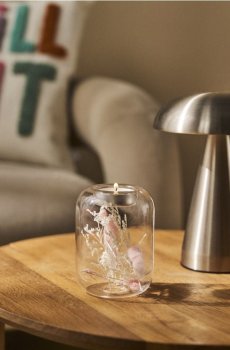 Прозорий свічник із сухоцвітами - різнобарвний