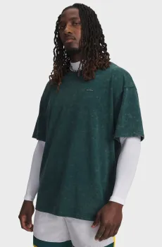 Мужская темно-зеленая футболка UA M HW OS LOGO WASH SS Зеленый XXL Under Armour 1389147-919