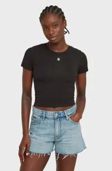 Женская черная футболка Cropped Черный L G-Star RAW D26446,3310