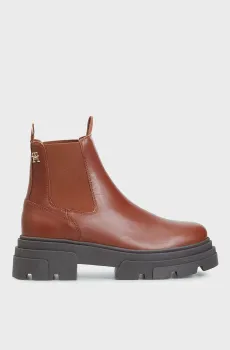 Женские коричневые челси COMBAT LEATHER LOW CHELSEA Коричневый 39 Tommy Hilfiger FW0FW08089