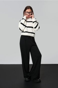 Штани wide leg - чорний