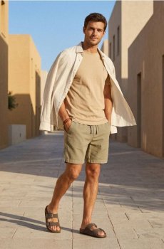 Бавовняна футболка з коротким рукавом - бежевий