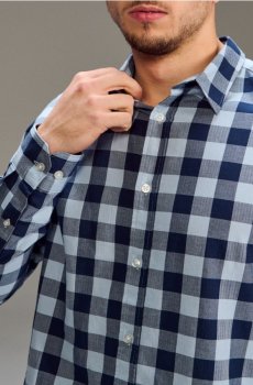 Бавовняна картата сорочка - light blue