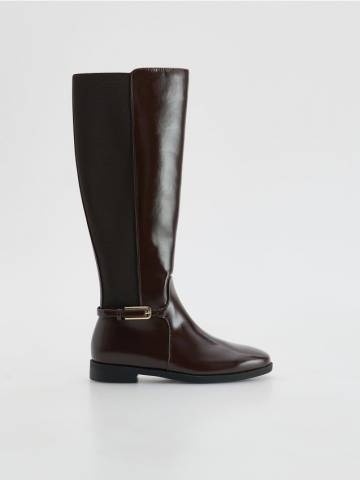 Reserved - Чоботи з декоративним ремінцем - червоне дерево - 107HS-93X